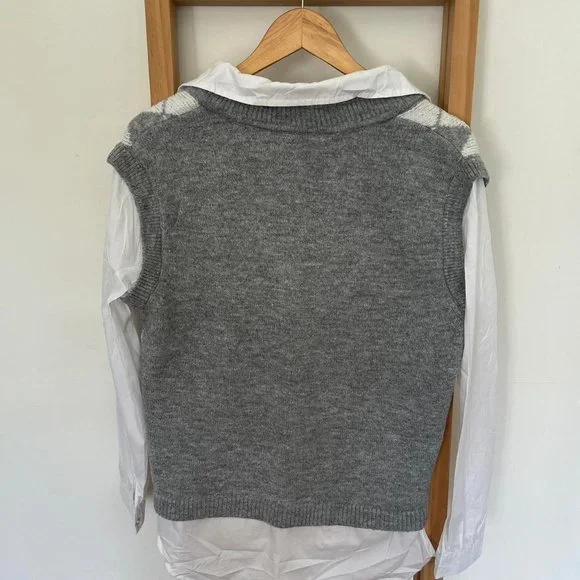 Womens Vest Sweater Vest Primark Primark Womens White And Grey Jumper - Main Image